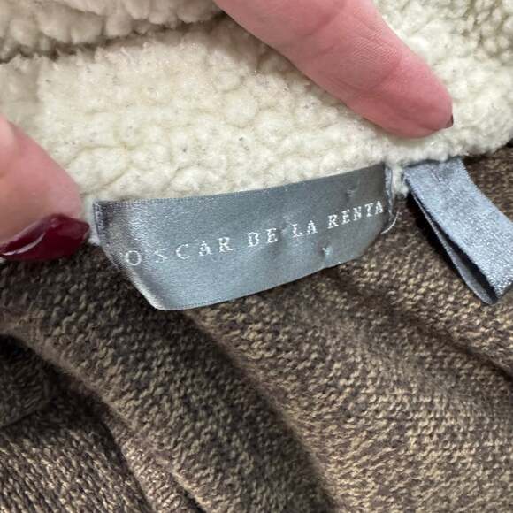 Oscar De La Renta Quarter-Zip Pullover Sweater Sherpa Collar - Picture 5 of 8